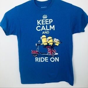 Minion blue graphic‎ T Keep calm right on size XL